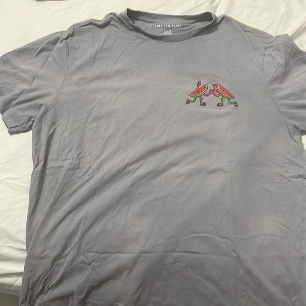 Gray american eagle watermelon graphic-tee
